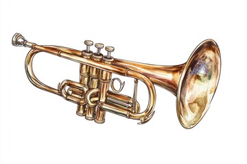 Obraz premium A beautiful illustration of a golden trumpet instrument