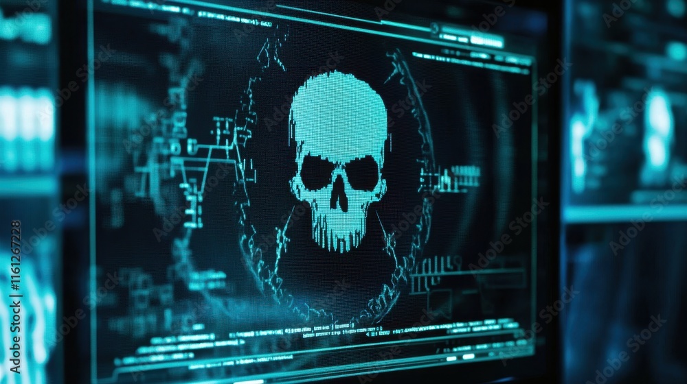 Poster cybersecurity breach alert digital workspace infographic high-tech environment close-up view data pr