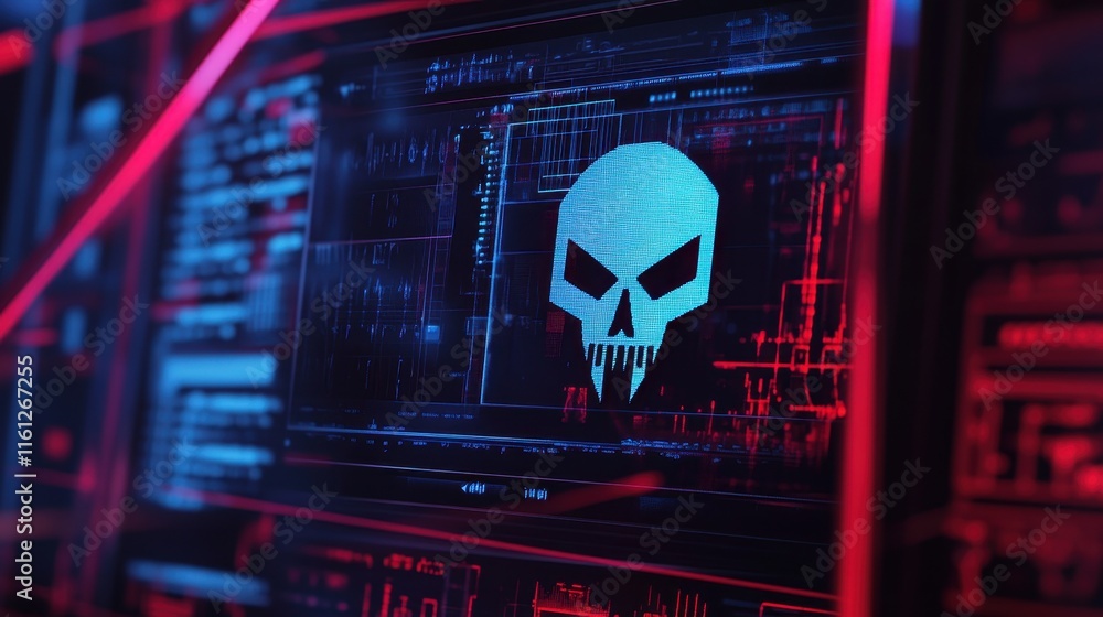 Poster cybersecurity breach detection digital space graphic design high-tech environment close-up view thre