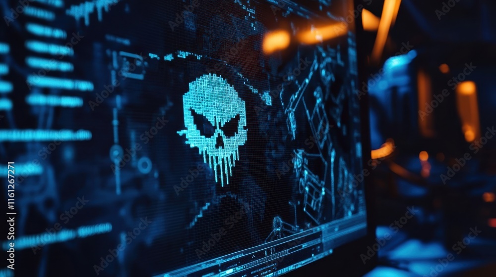 Poster cybersecurity breach detection digital workspace graphic design tech environment close-up view data 