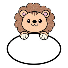 lion cartoon character name label icon