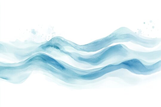 Watercolor painting of ocean waves on a white background, ideal for use in illustrations or designs