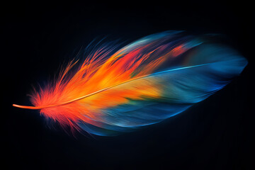 Design a vibrant blurred feather in motion
