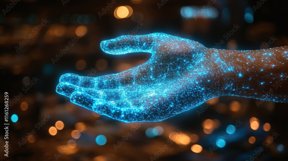 Poster digital interaction concept futuristic setting 3d render technology environment close-up view virtua