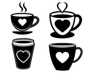 Obraz premium coffee cup with heart icon, coffee cup with heart - Vector