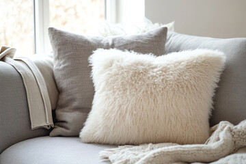 Elevate your winter decor with a plush alpaca wool cushion