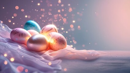 Shimmering Easter Eggs with Soft Gradient Glow
