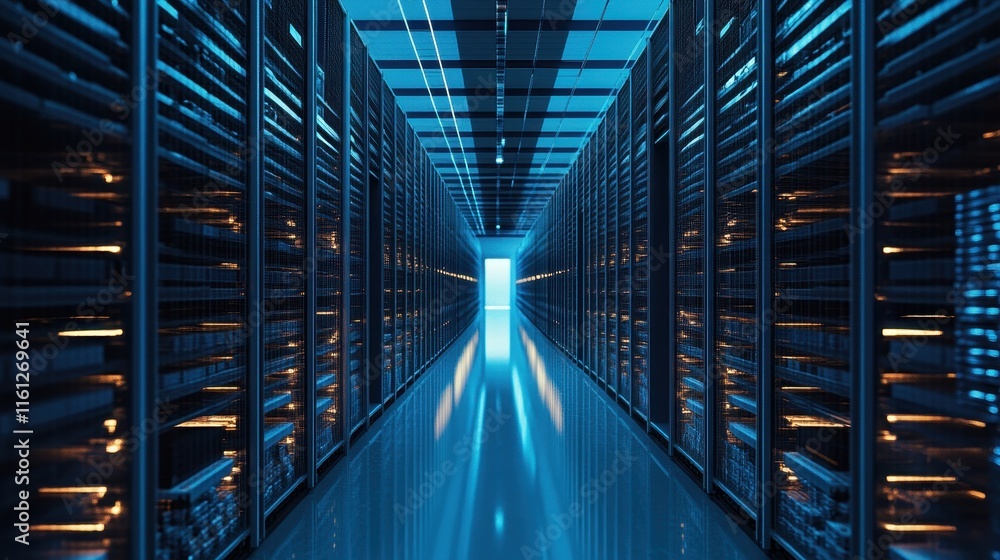 Aufkleber data center operations managing servers digital infrastructure high-tech environment futuristic view