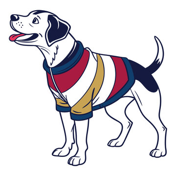 Beabul Dog Wearing Amaerican Flag Theme Tshirt.Beabull Dog Cartoon Vector Illustration