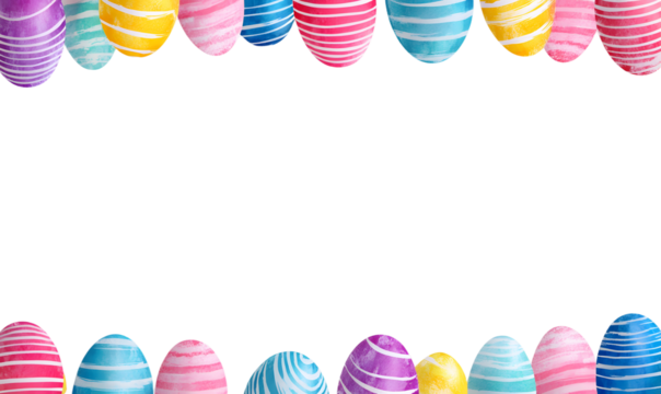 easter eggs striped colorful border frame