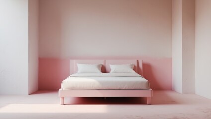 White wall background bed with pink and white