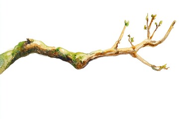A whimsical illustration of a tree branch rendered in watercolor style