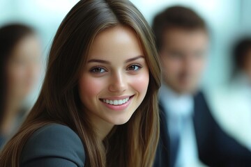 Obraz premium Young business people working in office, Generative AI