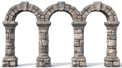 Obraz premium Stone Archway Triple Columns Ancient Architecture Design Render