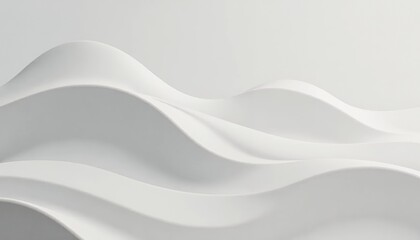 White Abstract Waves, Minimalist 3D Surface, Clean Texture