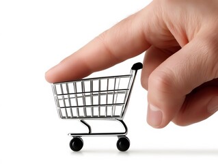 Fototapeta premium index finger showing e-commerce, on white background