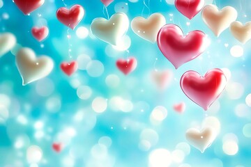 An abstract Valentine's Day background filled with swirling hearts in vibrant reds and pinks, evoking love and romance in a dreamy design.