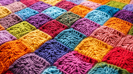 Knitted Rainbow Pattern with Entrelac Technique and Vibrant Gradient Yarn