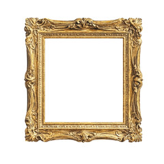 Antique Gold Ornate Picture Frame Isolated