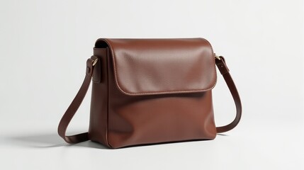 Elegant brown leather handbag with adjustable shoulder strap, perfect for fashion-forward individuals seeking style and functionality