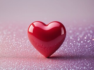 Obraz premium Shiny red heart celebrating valentine's day on glitter background