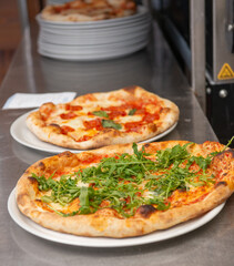 Freshly baked pizza ready to be eaten