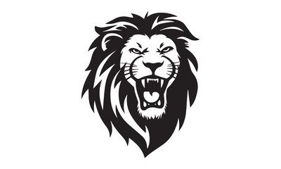 Fototapeta premium Black and white Lion head vector illustration with symmetrical design, for your logo template