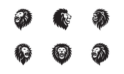 Black and white Lion head vector illustration with symmetrical design, for your logo template