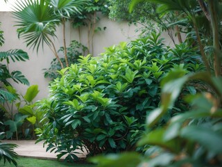 Lush Green Bush Dense Foliage Tropical Plants Garden Shrub Landscaping