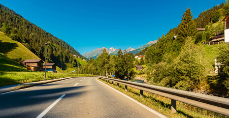 Fototapeta premium Alpine summer view at Sesselebene, Paznaun, Landeck, Tyrol, Austria