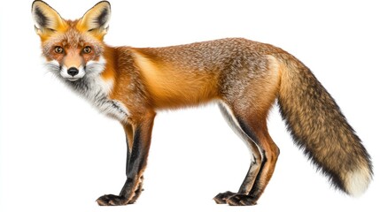 Fototapeta premium A realistic illustration of a red fox showcasing its distinct features and fur patterns.