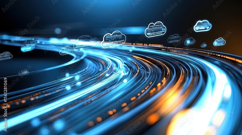 Poster dynamic data flow visualization digital environment graphic design futuristic concept abstract viewp