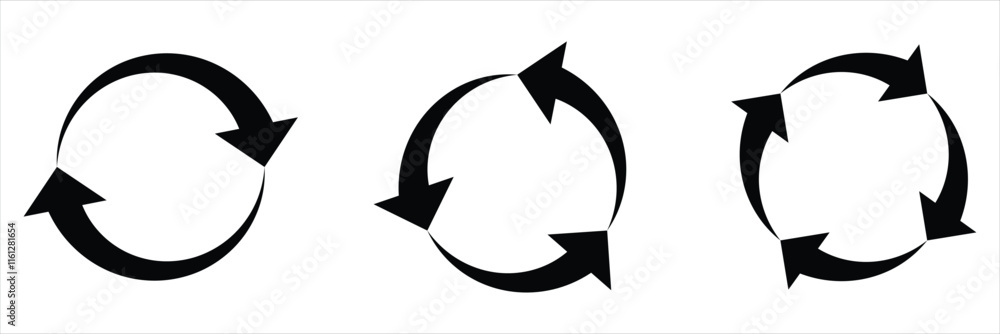 Poster circular arrow or recycle arrow icon.