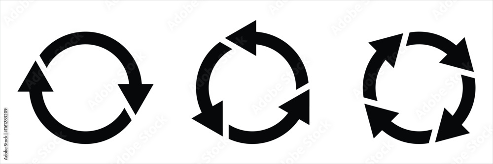 Aufkleber circle arrows icon set. round reload sign, repeat icon, refresh icon, rotate arrow icon sign and sym