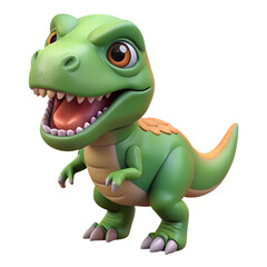 Fototapeta premium Cute tyrannosaurus dinosaur of Jurassic period. Prehistoric extinct giant reptile cartoon animal