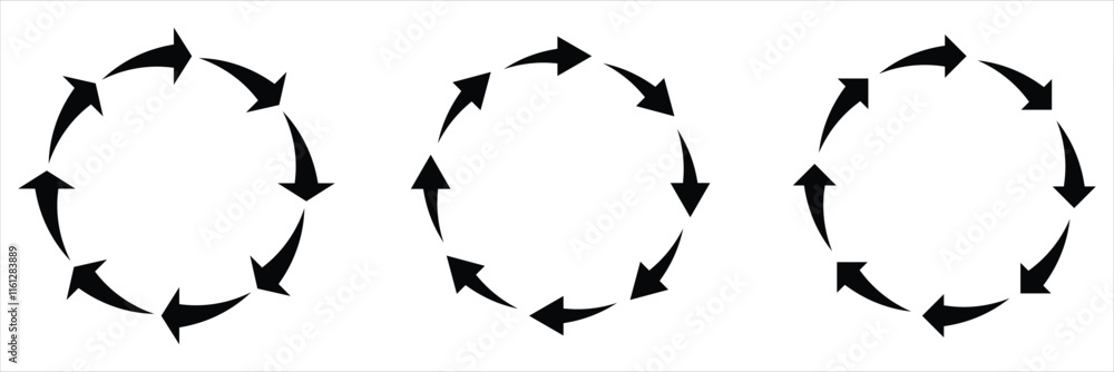 Poster circle arrow icon set vector illustration. refresh, reload, set of circle arrows rotating, different