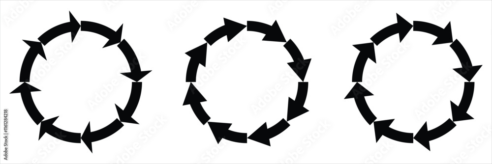 Poster circle arrow icon set vector illustration. refresh, reload, set of circle arrows rotating, different