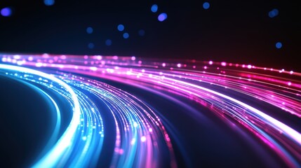 Fototapeta premium Dynamic and Colorful Representation of Digital Light Trails Capturing the Energy and Movement of Urban Traffic in a Vibrant Cityscape Atmosphere