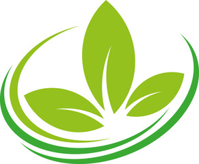 Drei Bl&auml;tter, Pflanzen und Kreise, Wellness, Heilpraktiker und Natur Logo, Icon