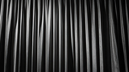 Black Curtain Isolated on White Background, Smooth and Elegant Fabric, Dark Drapery Design, Theatrical and Sophisticated Look, Minimalist and Classic Style, Perfect for Stage or Interior Concepts
