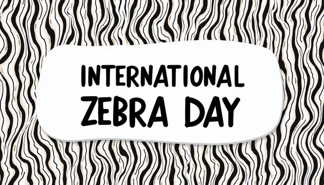 The International Zebra Day banner featuring bold typography, zebra stripes, and a vibrant design that raises awareness for wildlife conservation.