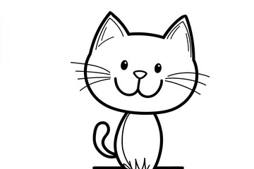 Obraz premium Charming Hand-Drawn Sketch of a Playful Kitten, Simple Line Art Illustration. AI Generated