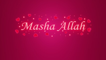 Masha Allah text isolated on pink glitters bokeh background