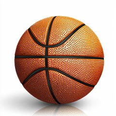 Fototapeta premium Isolated on white, a bright orange basketball with detailed texture and black lines., realistic photo copy space, great detail sharp focus