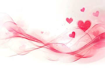 An abstract Valentine's Day background filled with swirling hearts in vibrant reds and pinks, evoking love and romance in a dreamy design.