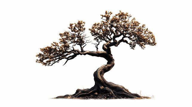 Isolated background of an iron wood tree isolated against a white background (pyinkado). Ebonwood. Illustration