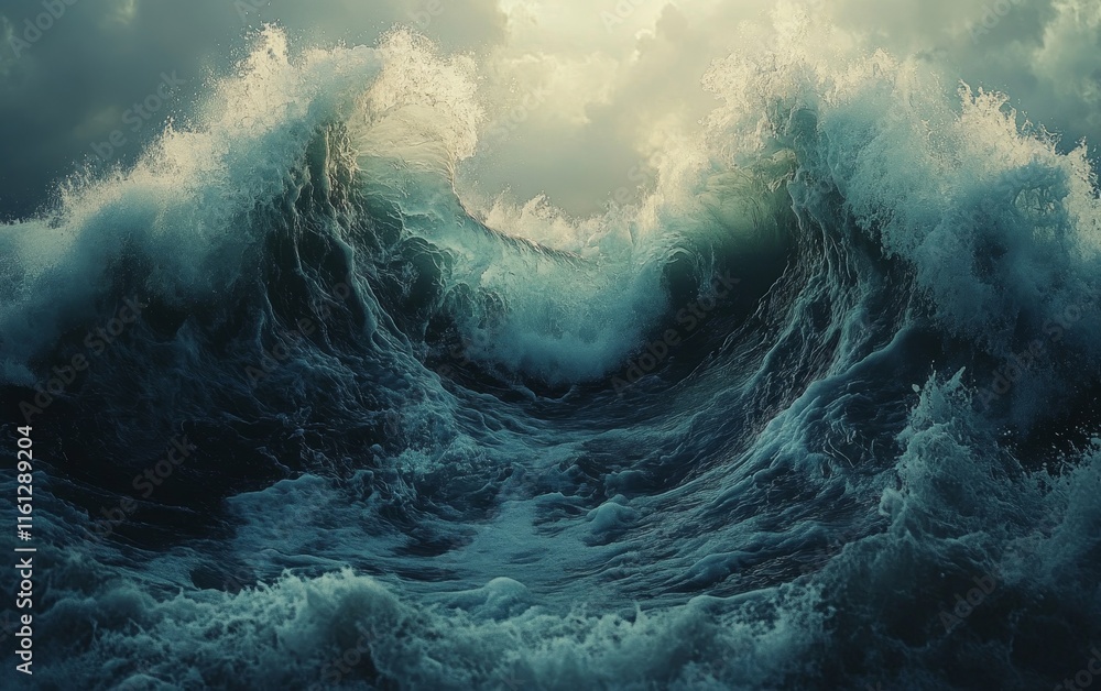 Poster waves shift through dynamic surreal digital visuals., generative ai