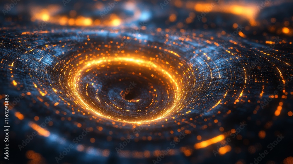 Poster grids ripple into futuristic glowing abstract art forms., generative ai