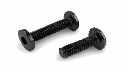 Aerial view of black iron wood screw isolated on white background. Ebonwood. Illustration