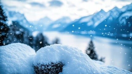 Snowy Mountain Lake Winter Wonderland: A Serene Escape